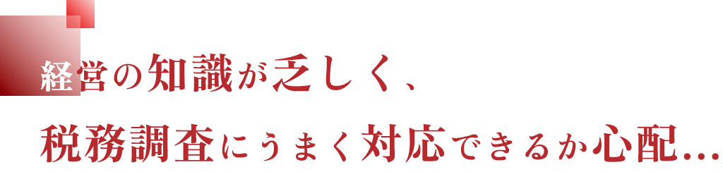 経営の知識が乏しく、税務調査にうまく対応できるか心配…