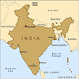 ブログに掲載するインド地図